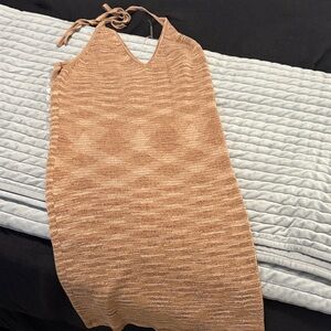 Tan Knit Halter Dress